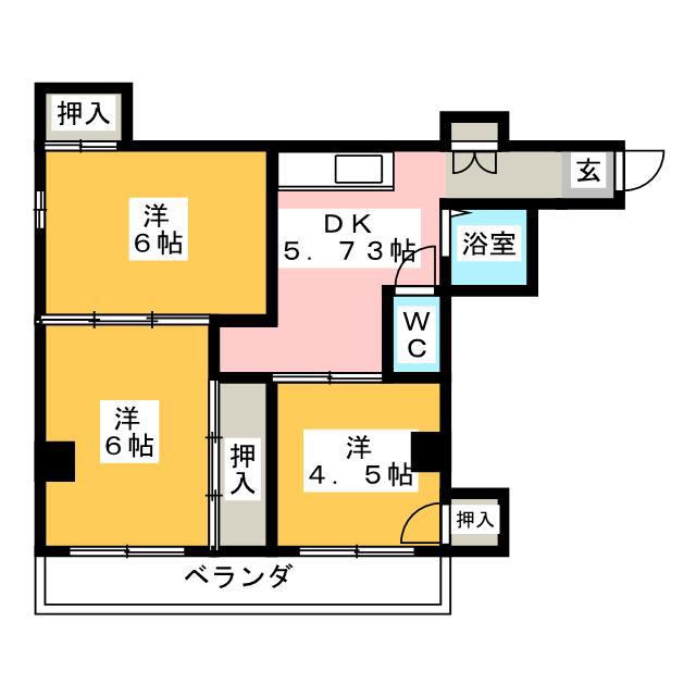 アーバンハイツ小鹿(3DK/3階)の間取り写真