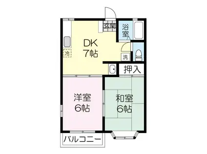 ガーデンハイツ A棟(2DK/2階)の間取り写真