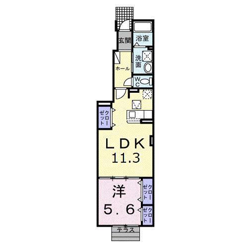 ラ ヴェリーテ(1LDK/1階)の間取り写真