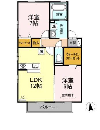 TSスクエアD棟(2LDK/1階)の間取り写真