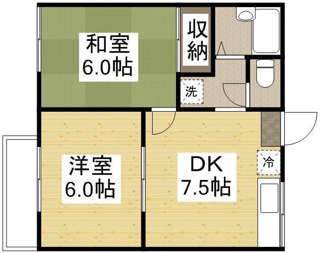 レジデンス乙多見(2DK/1階)の間取り写真