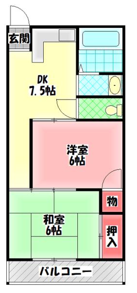 ヒロミツイースト(2DK/2階)の間取り写真