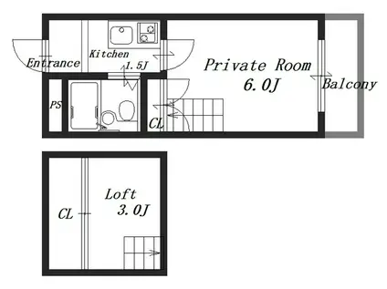 フォレスト橿原(1K/2階)の間取り写真