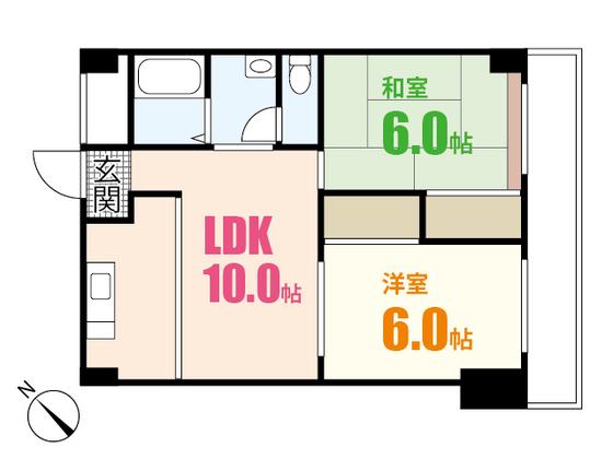 コーポ安古市(2LDK/3階)の間取り写真