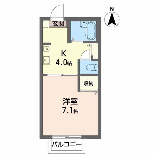 シャトルサンフジ(1K/2階)の間取り写真