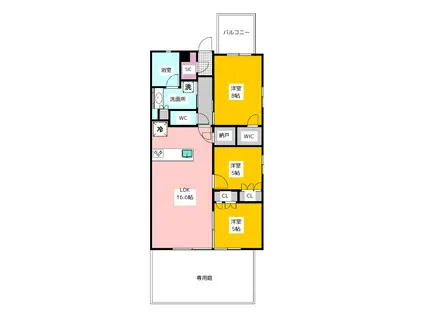 レ・ジェイドシティ橋本III(3LDK/1階)の間取り写真