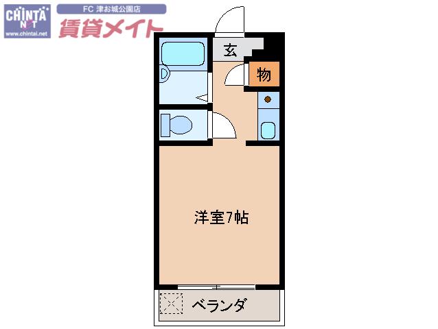 マロンハイツ(ワンルーム/2階)の間取り写真