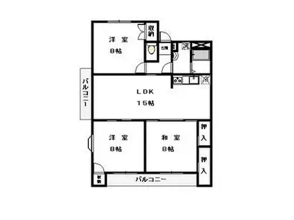 エフハウスII(3LDK/1階)の間取り写真
