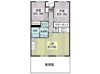 ベルティール沼北(2LDK/1階)の間取り写真