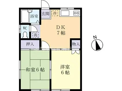 ハイツグリーン(2DK/2階)の間取り写真