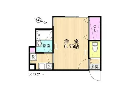 ロッシェル北里I(1K/1階)の間取り写真