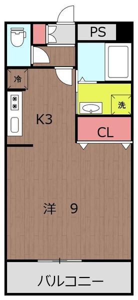 ウエスト・5(1K/2階)の間取り写真