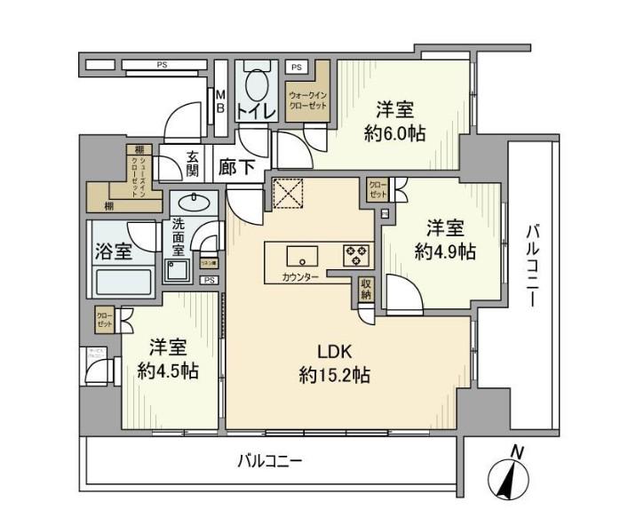 シティハウス中野中央(3LDK/8階)の間取り写真