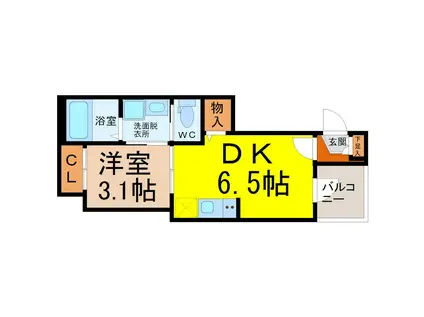 フェリシア荒子(1DK/1階)の間取り写真