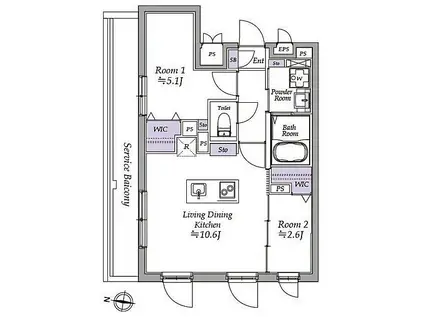ATRIO FLATS高円寺ノース(2LDK/5階)の間取り写真