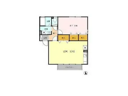 シトラスの風 A(1LDK/1階)の間取り写真