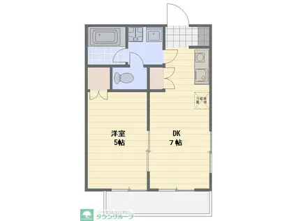 PERA六実(1DK/1階)の間取り写真