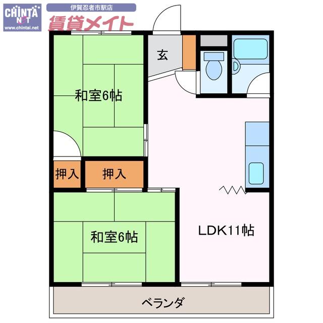 共生マンション(2LDK/3階)の間取り写真