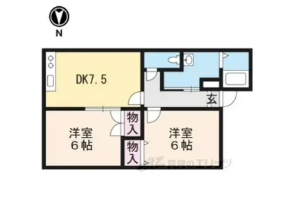 フレマリール若竹(2DK/2階)の間取り写真