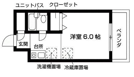 アリエスビル(ワンルーム/3階)の間取り写真