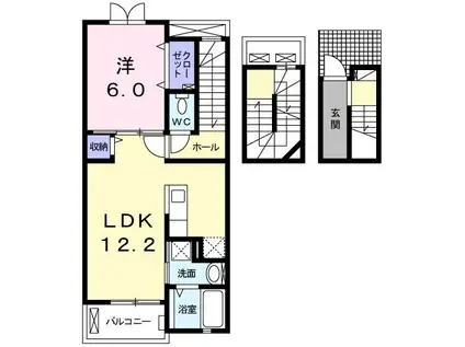 パールN(1LDK/3階)の間取り写真