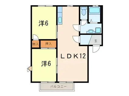 ジュネスシャトーA(2LDK/2階)の間取り写真