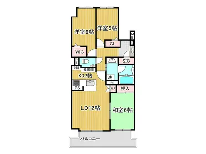 ジェネラスマンション桜町(3LDK/12階)の間取り写真