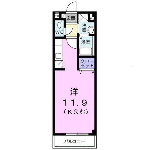 グリーンヴィラA(ワンルーム/1階)の間取り写真