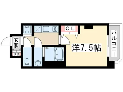 ラグゼ三国Ⅱ(1K/1階)の間取り写真