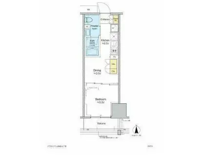 プラウドフラット四谷三丁目(1DK/9階)の間取り写真