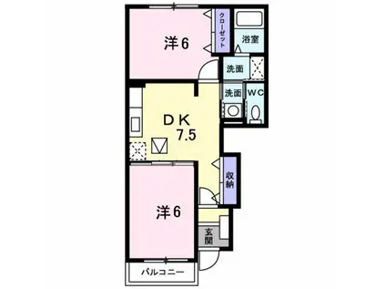 ハイム グランツA(2DK/1階)の間取り写真