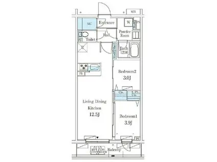 テラス杉並方南町(2LDK/1階)の間取り写真