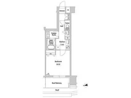 ブレス西巣鴨(1K/8階)の間取り写真