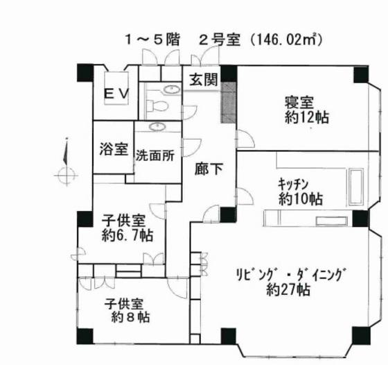 グランド・ビュー・ヒロシマ(3LDK/5階)の間取り写真
