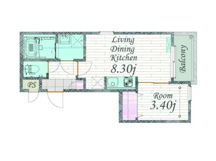 CHERIM 本陣十王町II ノース(1LDK/1階)の間取り写真