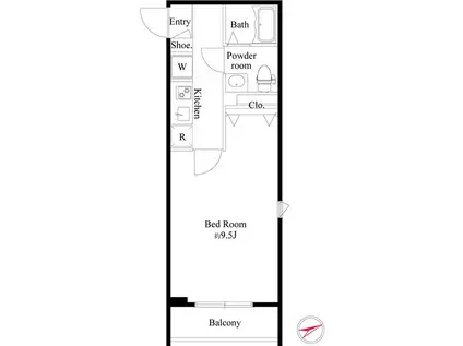 クレセントコート(1K/3階)の間取り写真