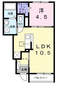 エトワール ブランシュ(1LDK/1階)の間取り写真