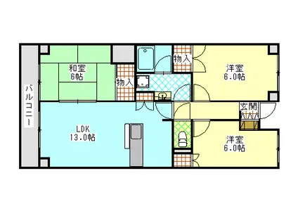 セントアイランドスクエアIV(3LDK/2階)の間取り写真