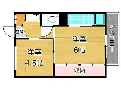 ビレッジハウス星ヶ丘(1DK/4階)の間取り写真