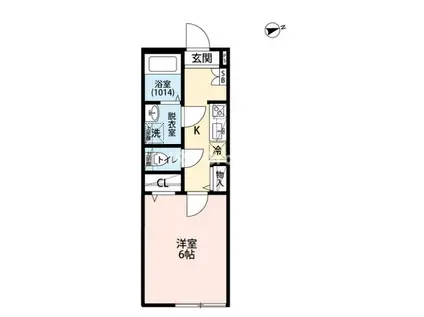 エクセラン竹ノ塚(1K/2階)の間取り写真