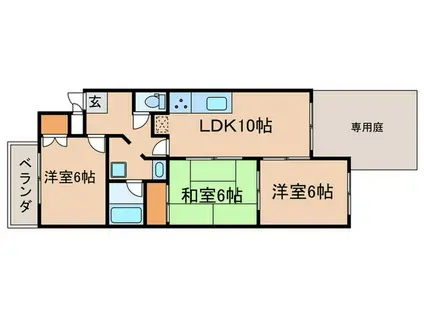プルーリオン奥ノ坊(3LDK/1階)の間取り写真