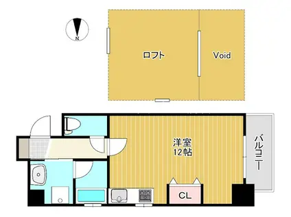 ゼウス梅田AQUA(1K/6階)の間取り写真