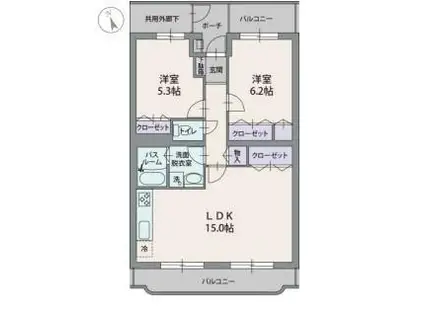 ミレニアム・パレ 三島市(2LDK/3階)の間取り写真