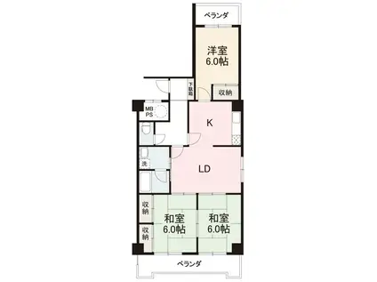 第一グリーンハイツ松縄(3LDK/1階)の間取り写真