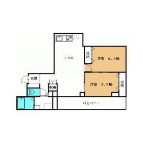 高松琴平電鉄長尾線 花園駅(高松) 徒歩8分 5階建 築26年(2LDK/4階)の間取り写真