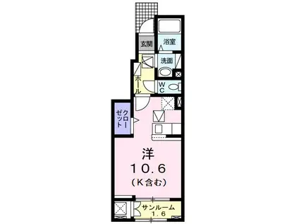 エクラテラス B(ワンルーム/1階)の間取り写真