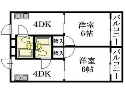 第5野地ビル(1DK/2階)の間取り写真