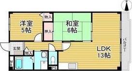 ラヴィール若宮(2LDK/4階)の間取り写真