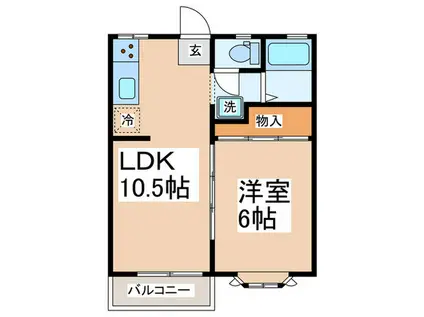 コンドレア勝田B(1LDK/2階)の間取り写真