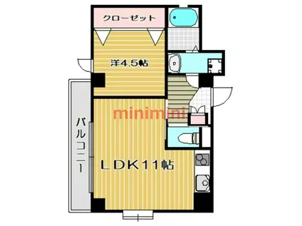 メティスクV(1LDK/3階)の間取り写真